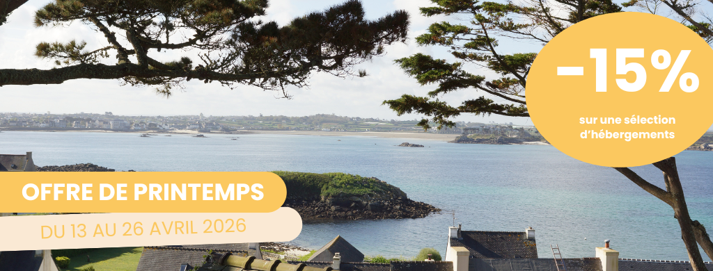 Vue mer en Bretagne depuis l’Île de Batz avec promotion de printemps : -15 % sur une sélection d’hébergements du 13 au 26 avril 2026